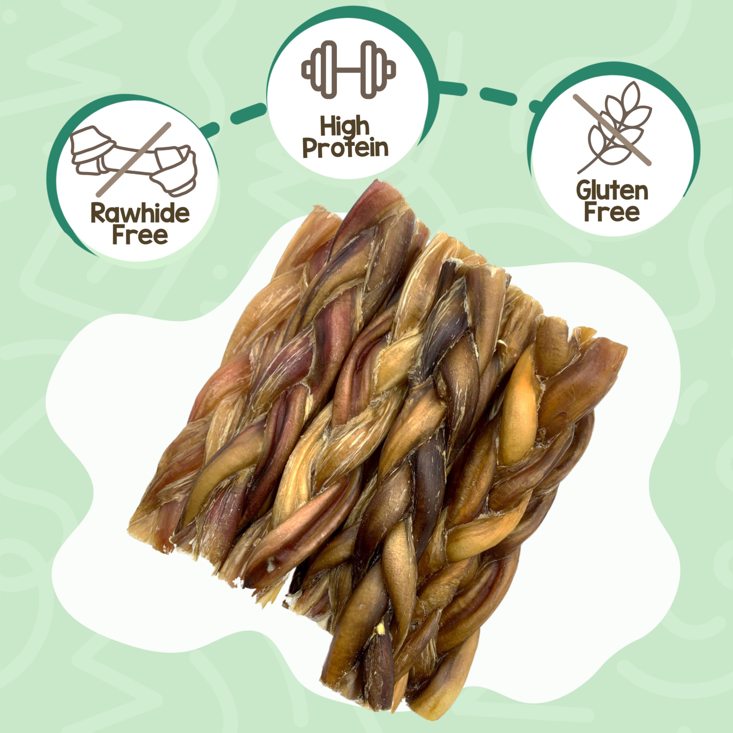 Nature Gnaws palos trenzados de cerdo para perros, 5-6 pulgadas, tamaño ideal para mordisqueo prolongado.