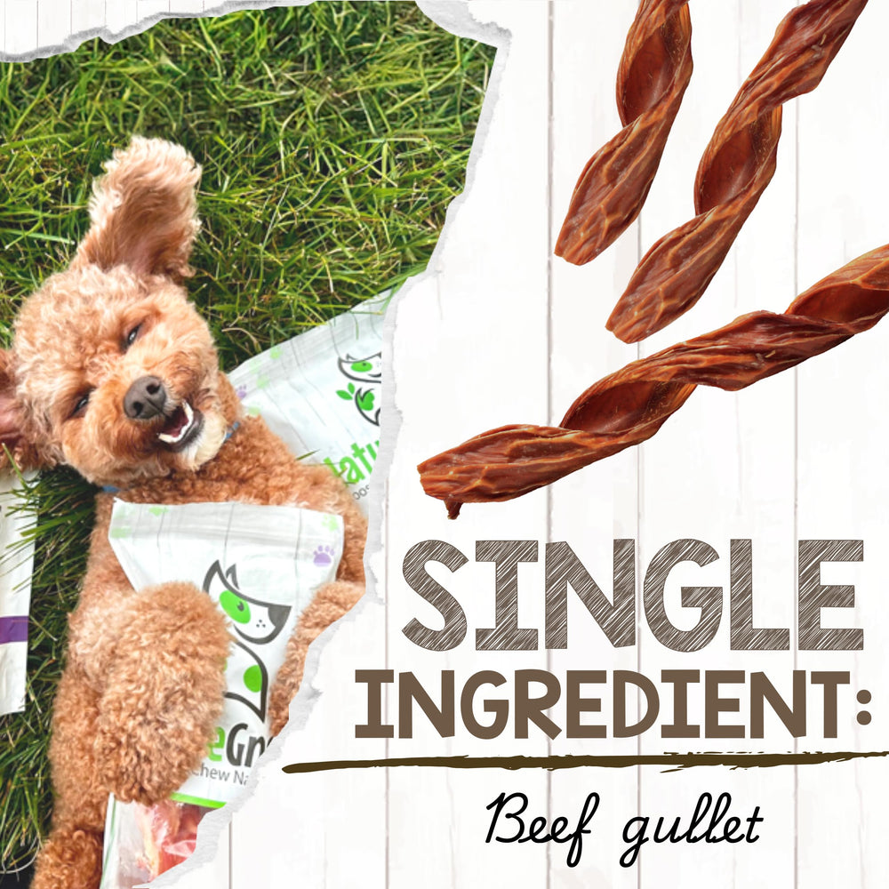 Nature Gnaws Ressorts Gosier Boeuf 7-8 Pouces, adaptés à chiens de toutes tailles.