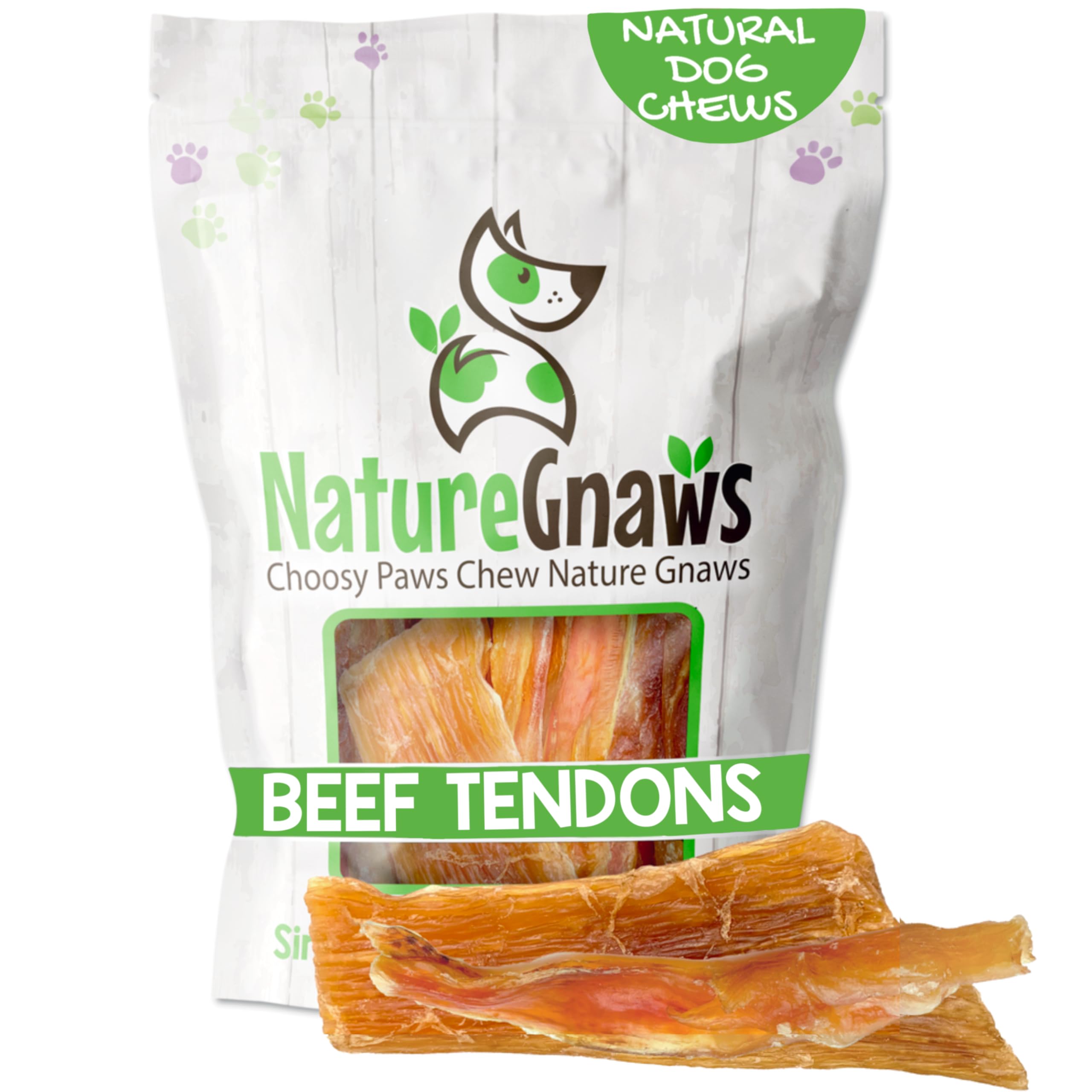 Nature Gnaws Tendones de carne natural para perro: recompensa sabrosa y masticación prolongada.