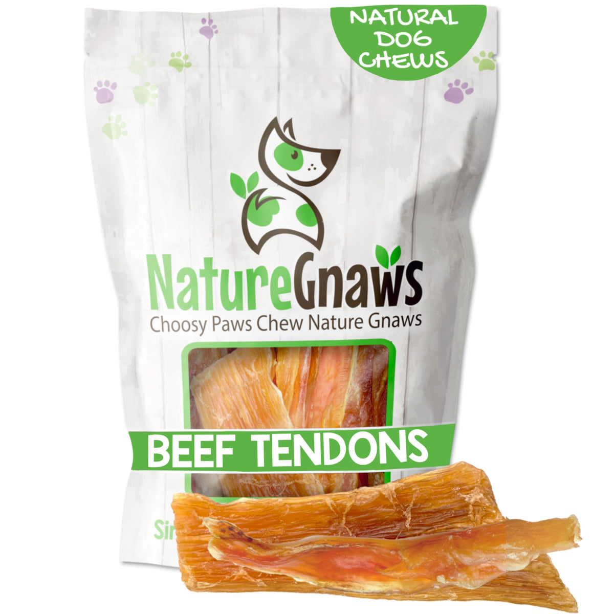 Nature Gnaws Tendones de carne natural para perro: recompensa sabrosa y masticación prolongada.