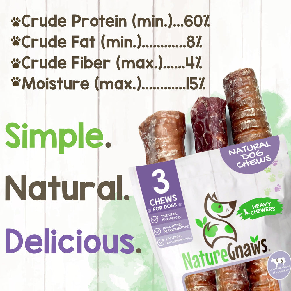 Nature Gnaws trachea de res sin cuero crudo, opción natural para perros.