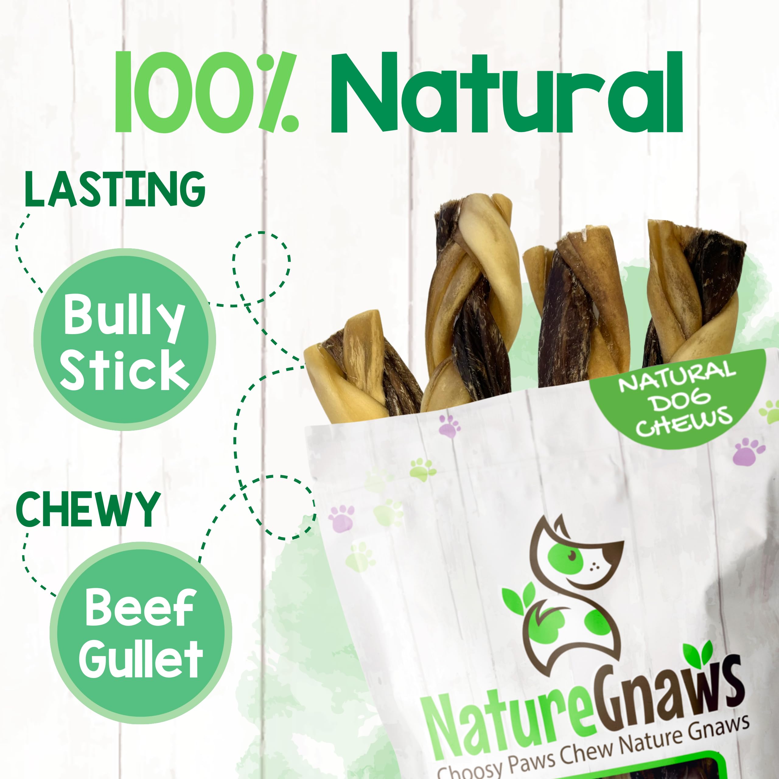 Nature Gnaws trenzas-res entrelazadas, sin granos ni gluten.