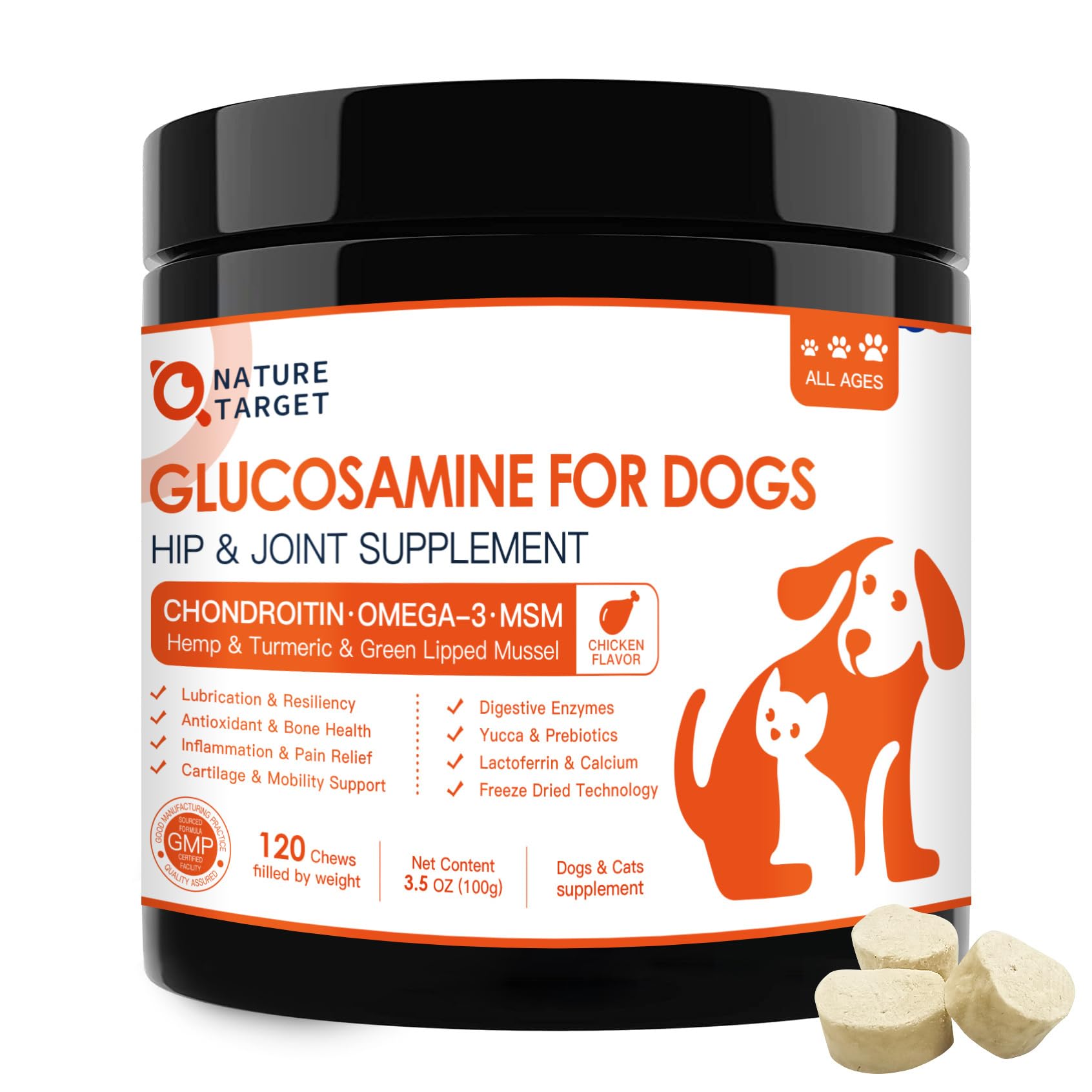Nature Target suplemento glucosamina para articulaciones caninas