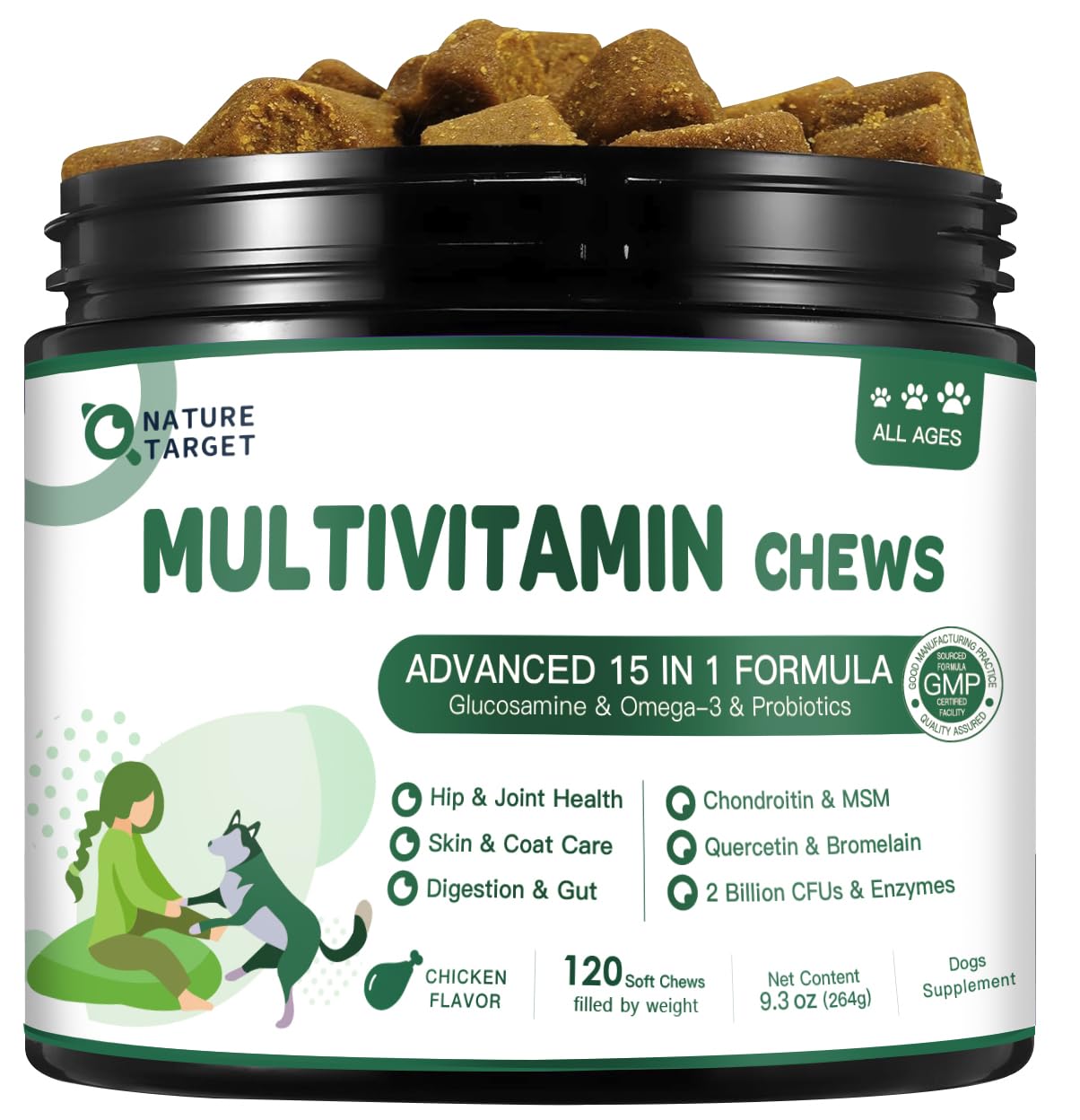 NATURE TARGET masticables sabor pollo para apoyo general de la salud del perro