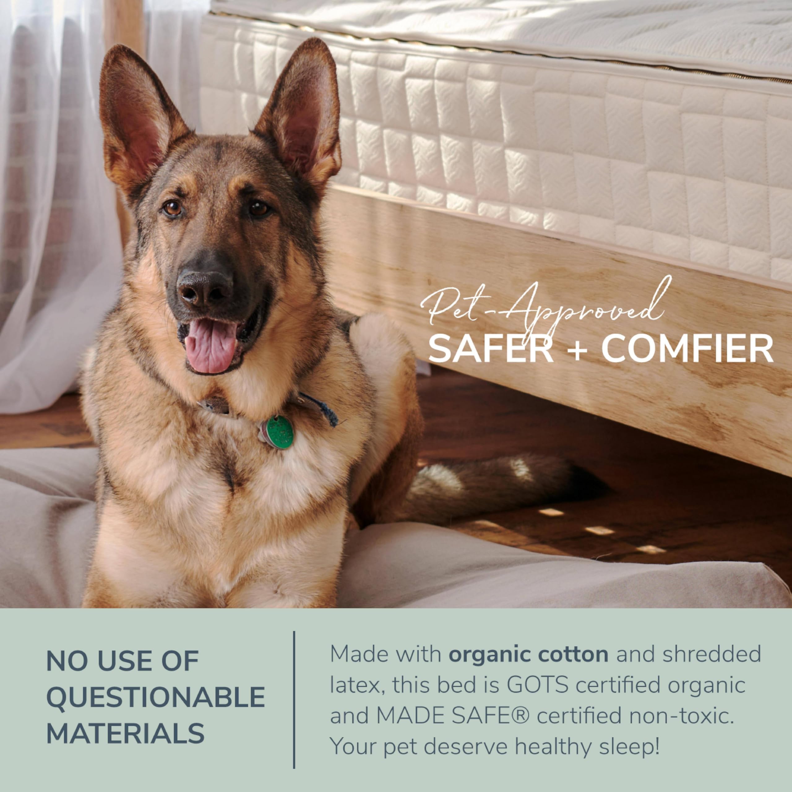 Superficie transpirable Naturepedic: confort y descanso agradable para tu mascota.
