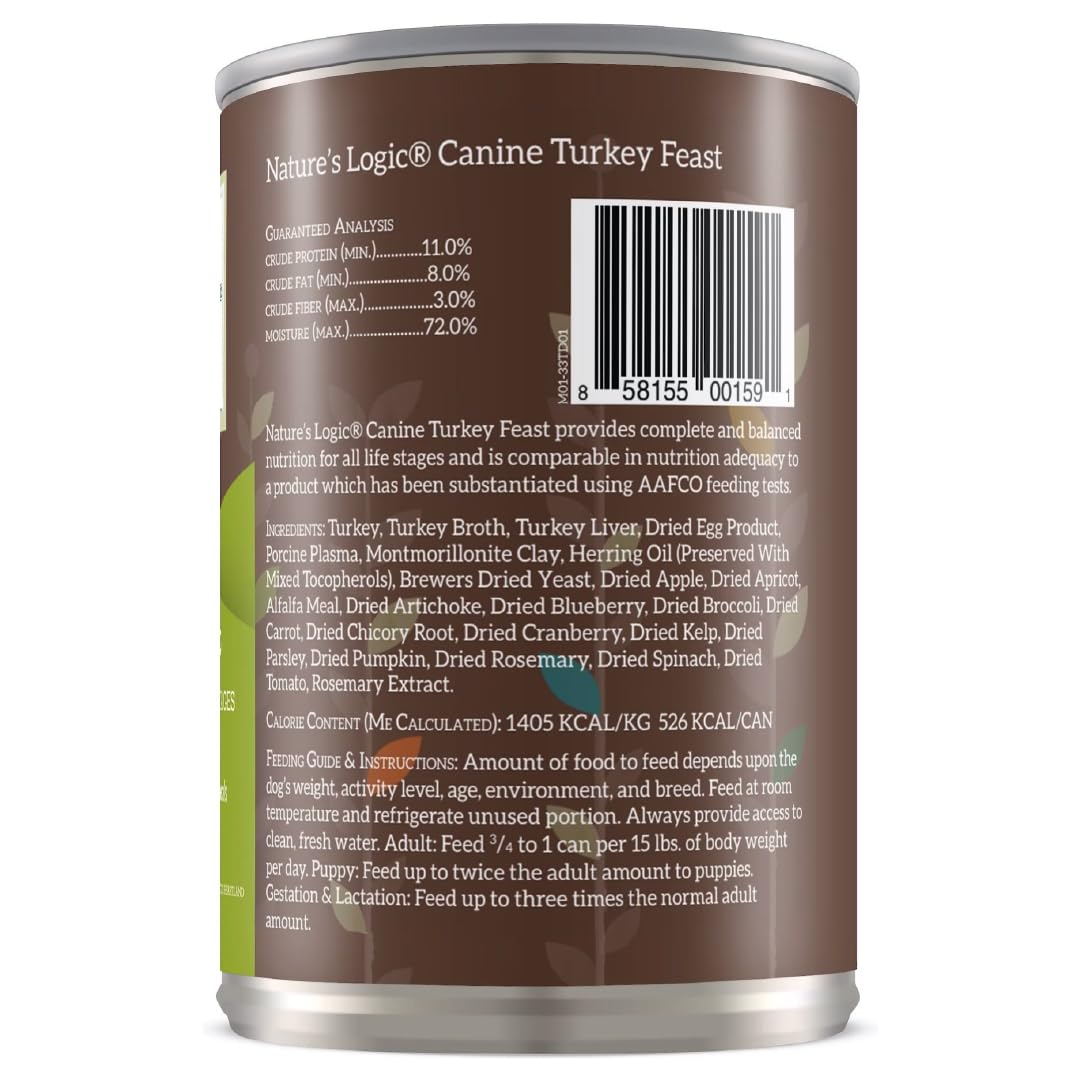Nature's Logic: etiqueta que destaca 95% proteínas animales para una dieta natural.