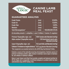 Nature's Logic proteína alta de carne para apoyo diario de perros activos.