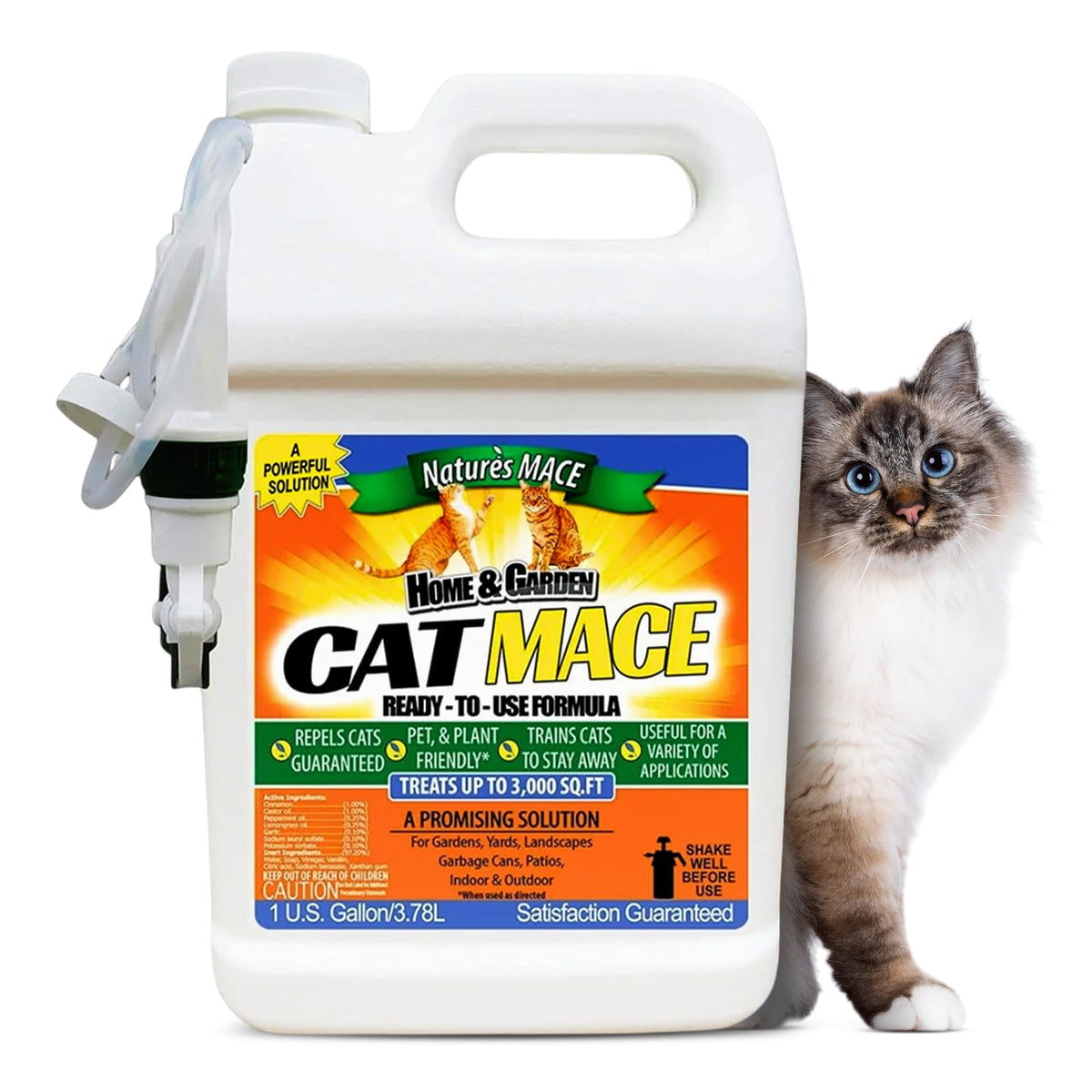 Nature's MACE Cat Repelente: botella de 1 galón lista para usar en exteriores