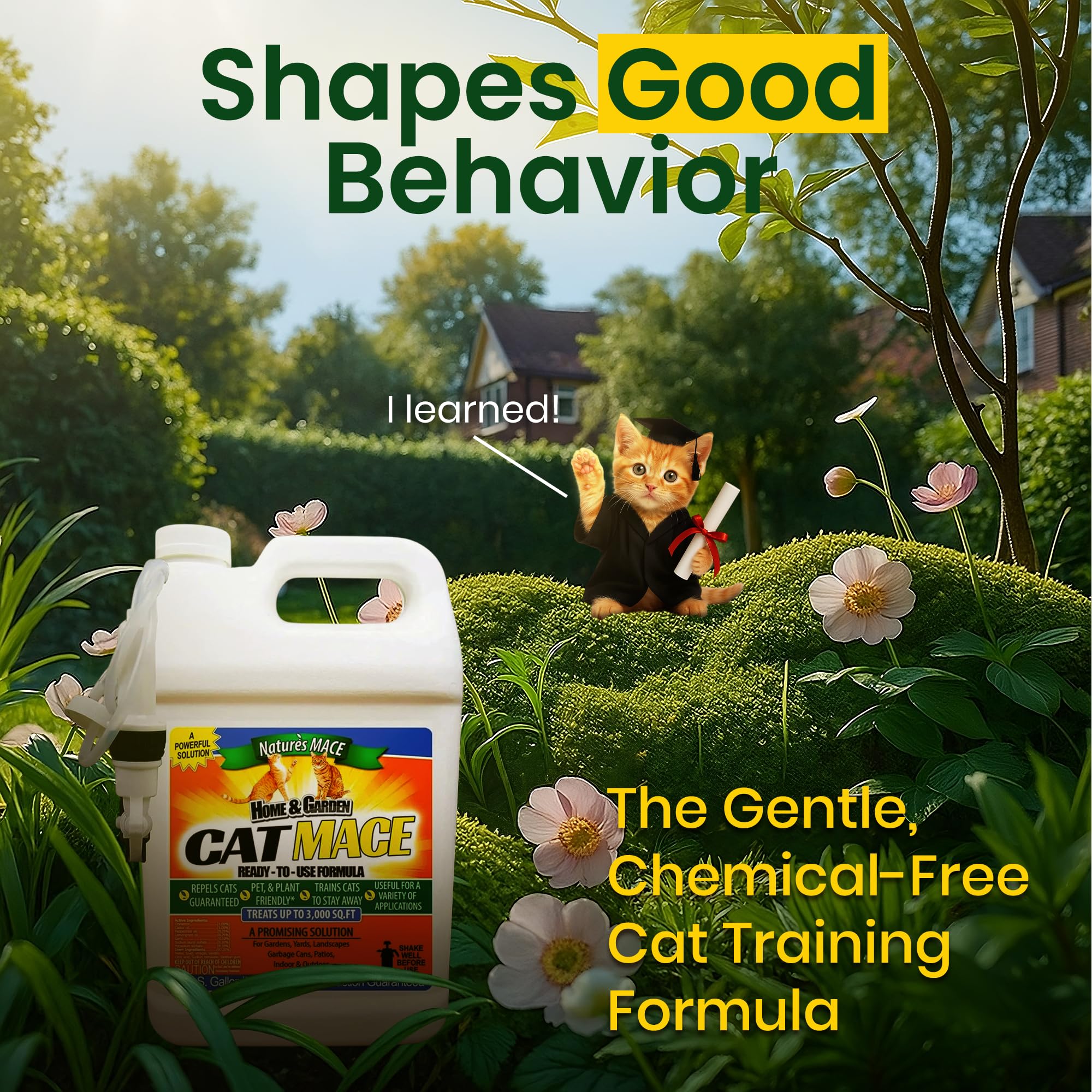 Nature's MACE Cat Repelente: cobertura hasta 3,000 pies cuadrados para jardines