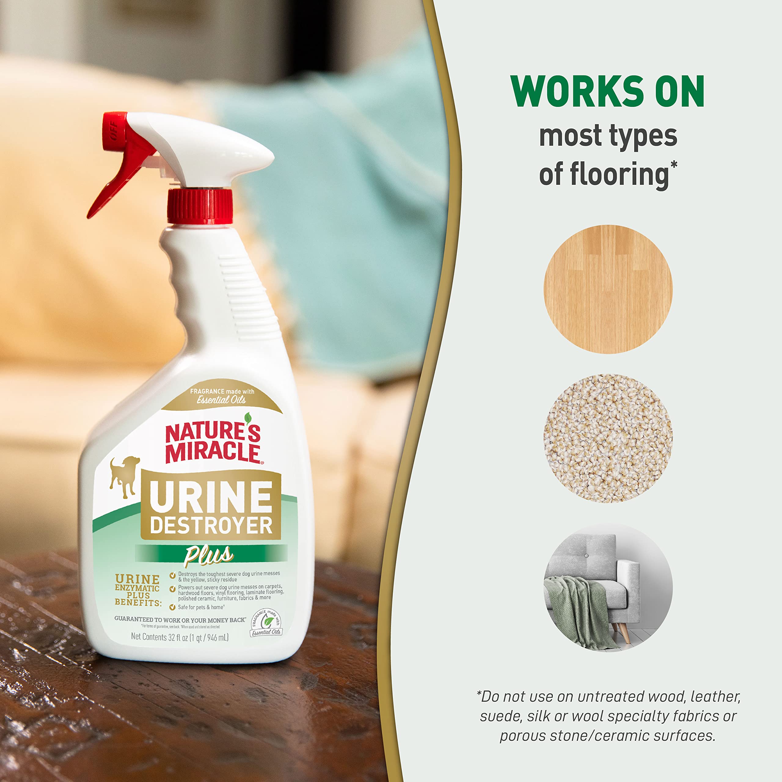 Nature’s Miracle Urine Destroyer Plus – parfum léger à base d’huiles essentielles.