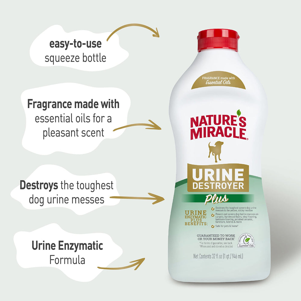 Nature’s Miracle Urine Destroyer Plus, élimine les résidus biologiques pour surfaces propres et fraîches.