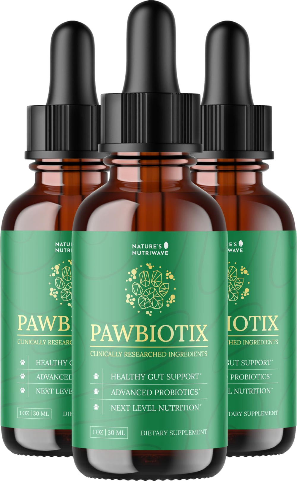 Pawbiotix de Nature’s NutriWave, botella líquida para apoyo digestivo diario en perros.