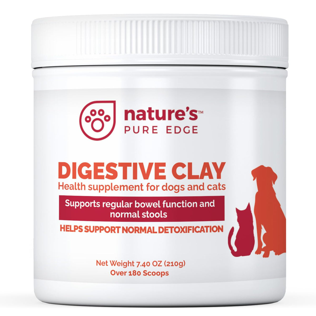 Nature's Pure Edge polvo-arcilla-digestivo para perros y gatos, apoyo digestivo suave