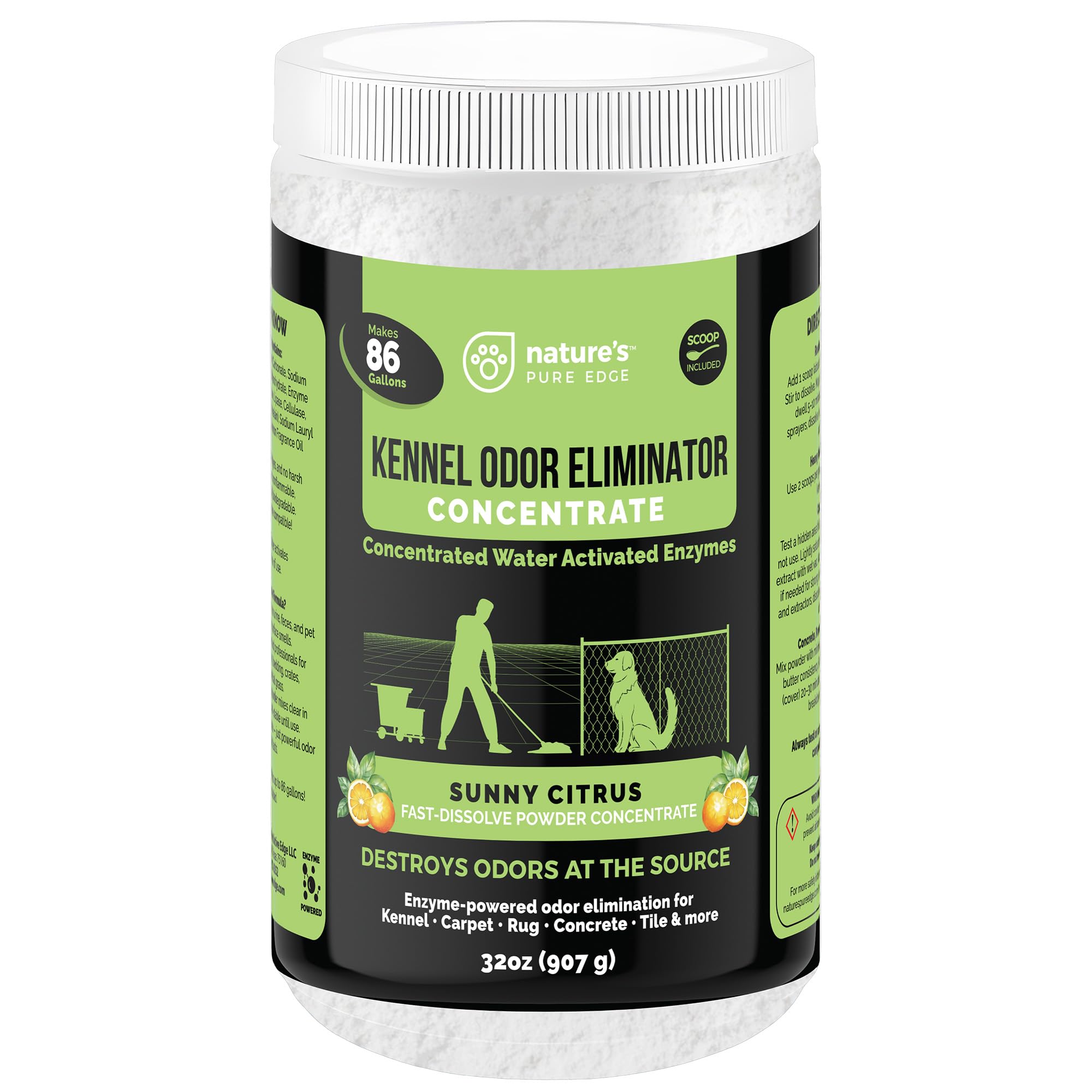 Nature's Pure Edge polvo enzimático, envase 32 oz, limpieza profesional de olores