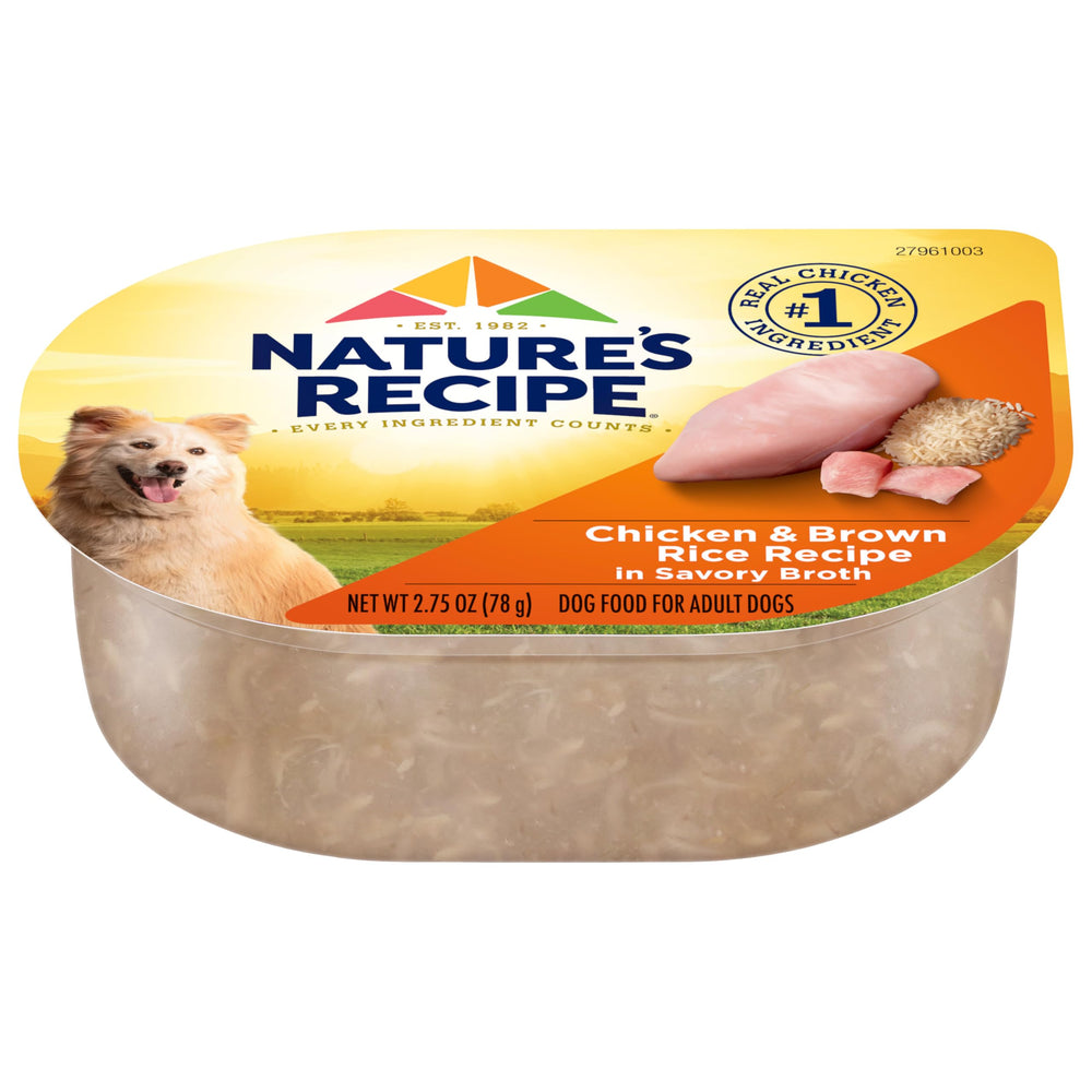 Porciones de 2,75 onzas de Nature's Recipe listas para servir en la comida diaria.