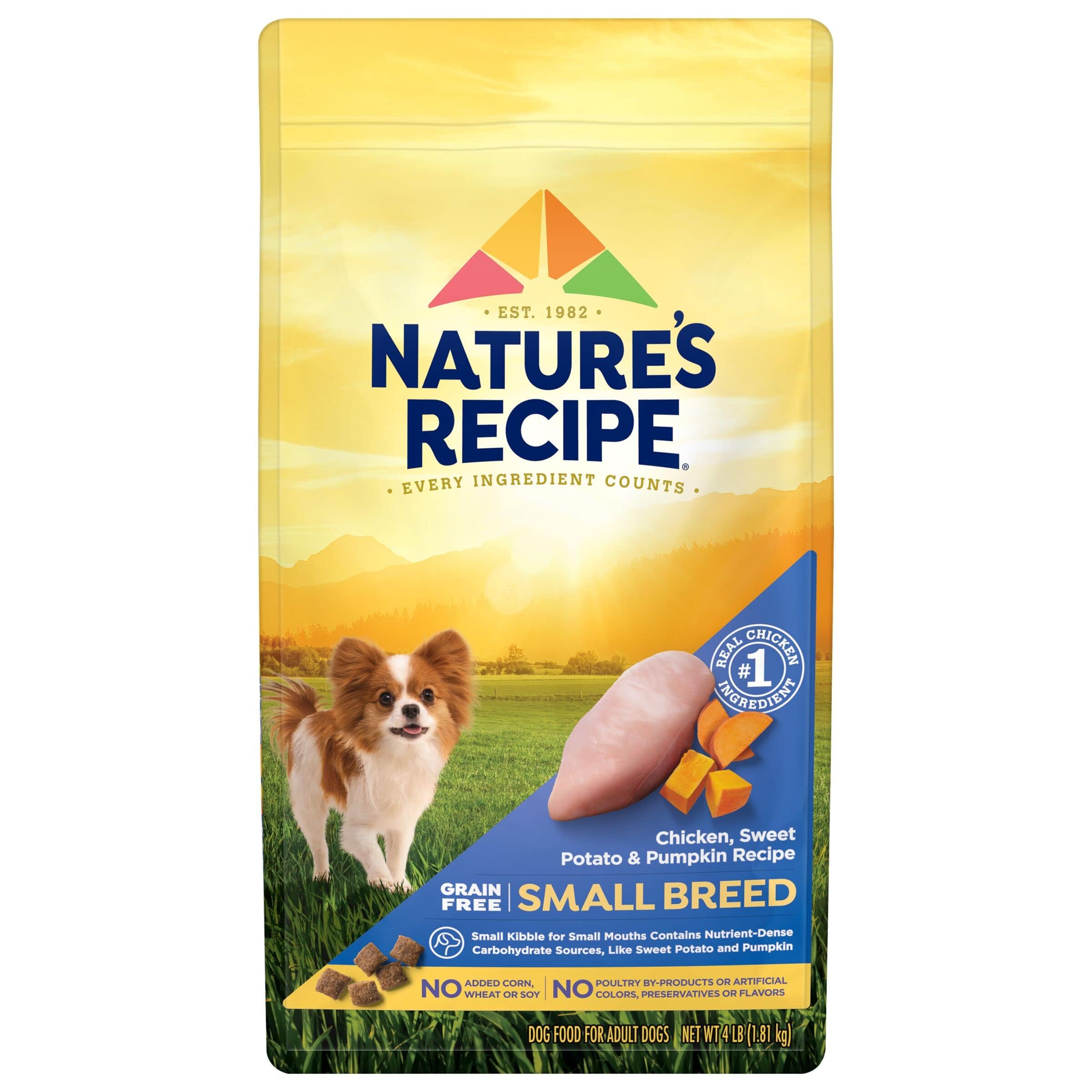 Nature's Recipe alimento seco para pequeña raza con pollo, energía diaria.