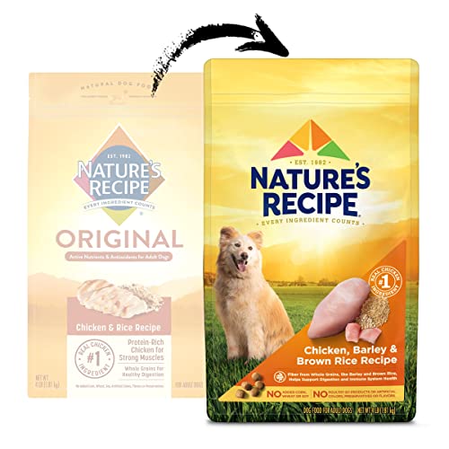 Nature's Recipe ingrediente principal pollo, fuente de proteína para músculos.