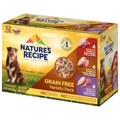 Nature's Recipe sin-granos pollo y pavo, comida húmeda variada para perros activos.