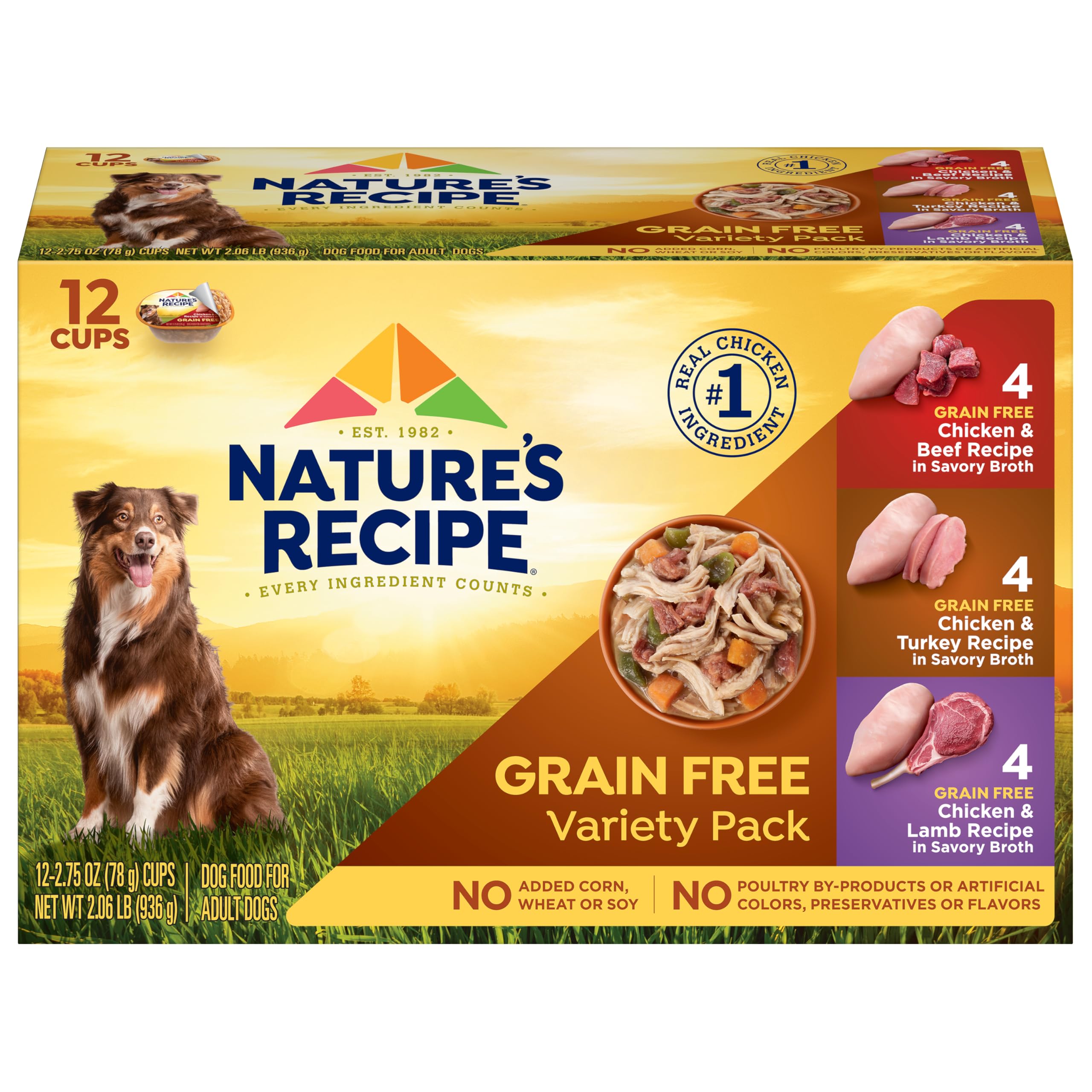 Nature's Recipe variedad sin granos, 24 vasitos, fácil de servir