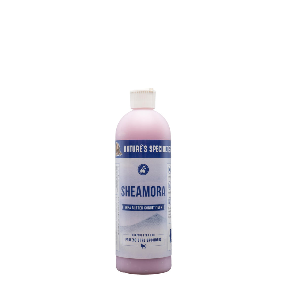 Nature's Specialties Sheamora: botella de acondicionador para perros y gatos con brillo.