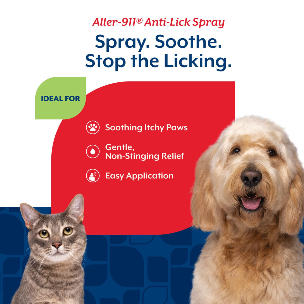 NaturVet Aller-911 vet-formulated spray discourages licking and supports seasonal comfort.