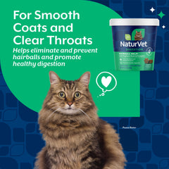 NaturVet ayuda-bolas-pelo-gatos, fibra natural para digestión suave.