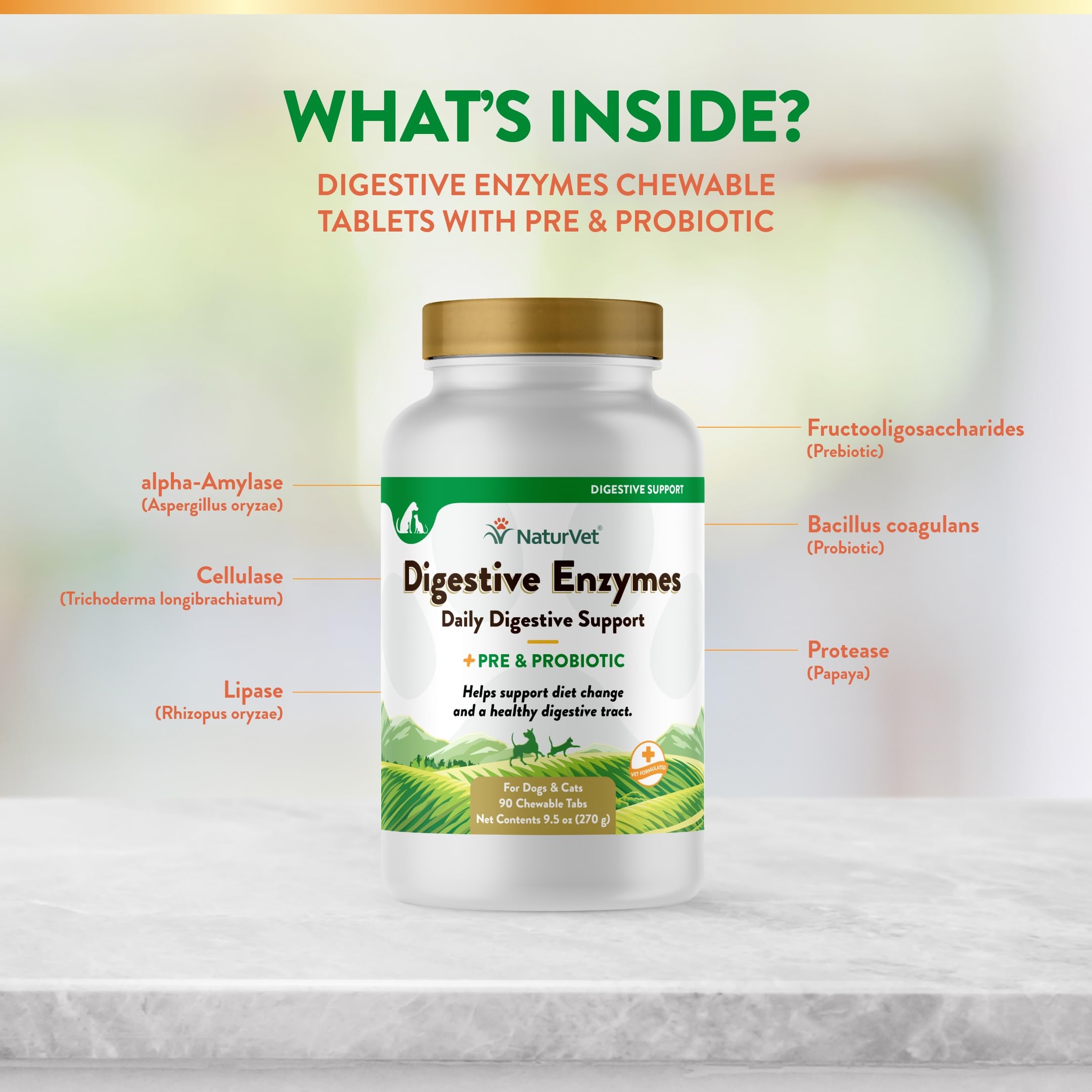 NaturVet enzimas digestivas masticables ingredientes: mezcla de calidad para la digestión
