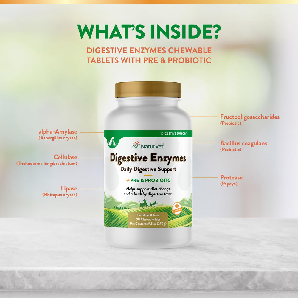 NaturVet enzimas digestivas masticables ingredientes: mezcla de calidad para la digestión