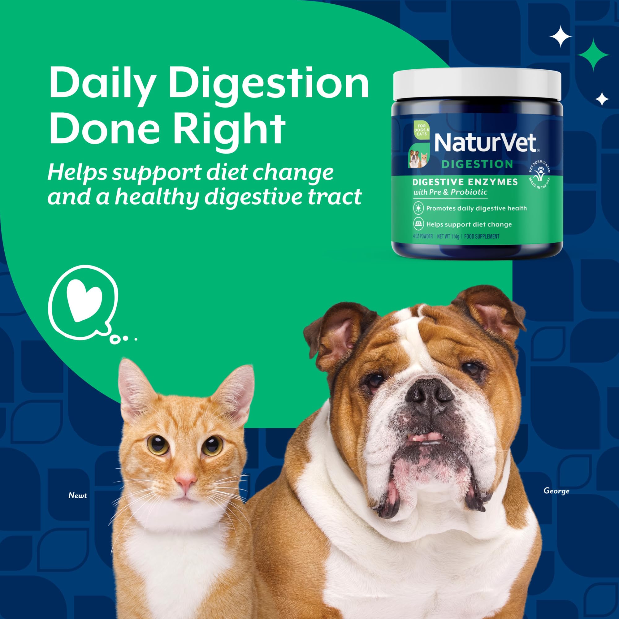 NaturVet Enzimas Digestivas para perros, etiqueta clara con ingredientes para dieta