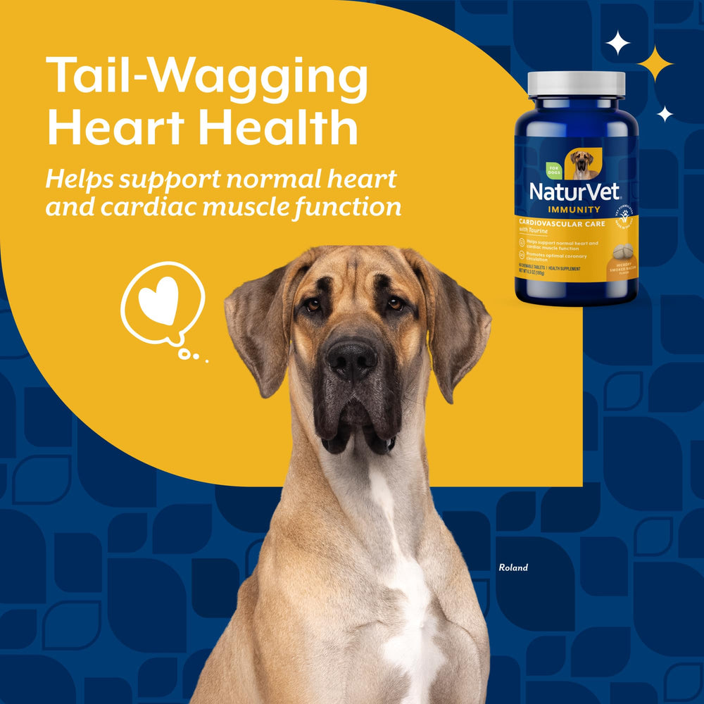NaturVet Cardiovascular Support con espino alvar para un soporte saludable del corazón del perro.