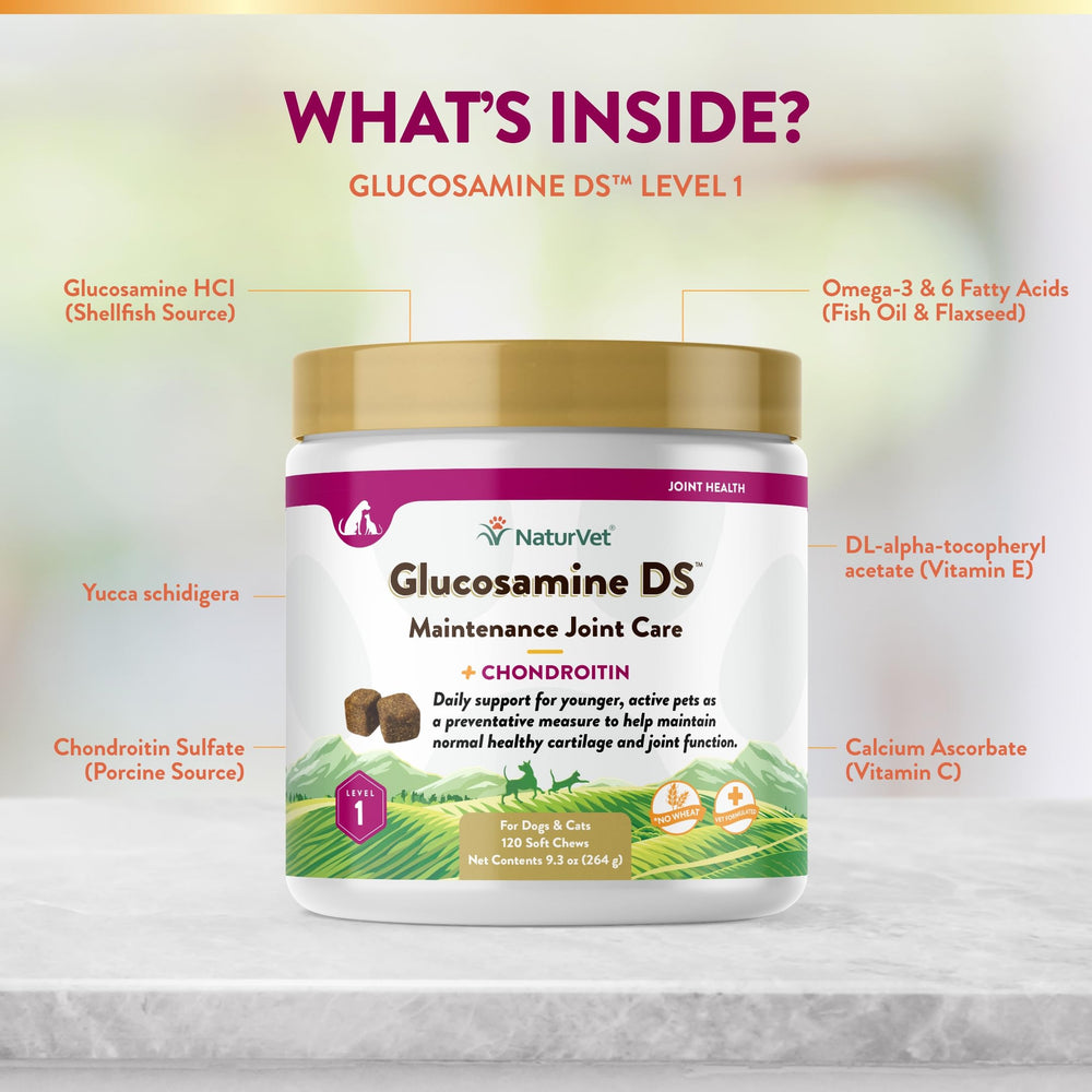 NaturVet Glucosamine DS Nivel 1: textura masticable suave para uso diario