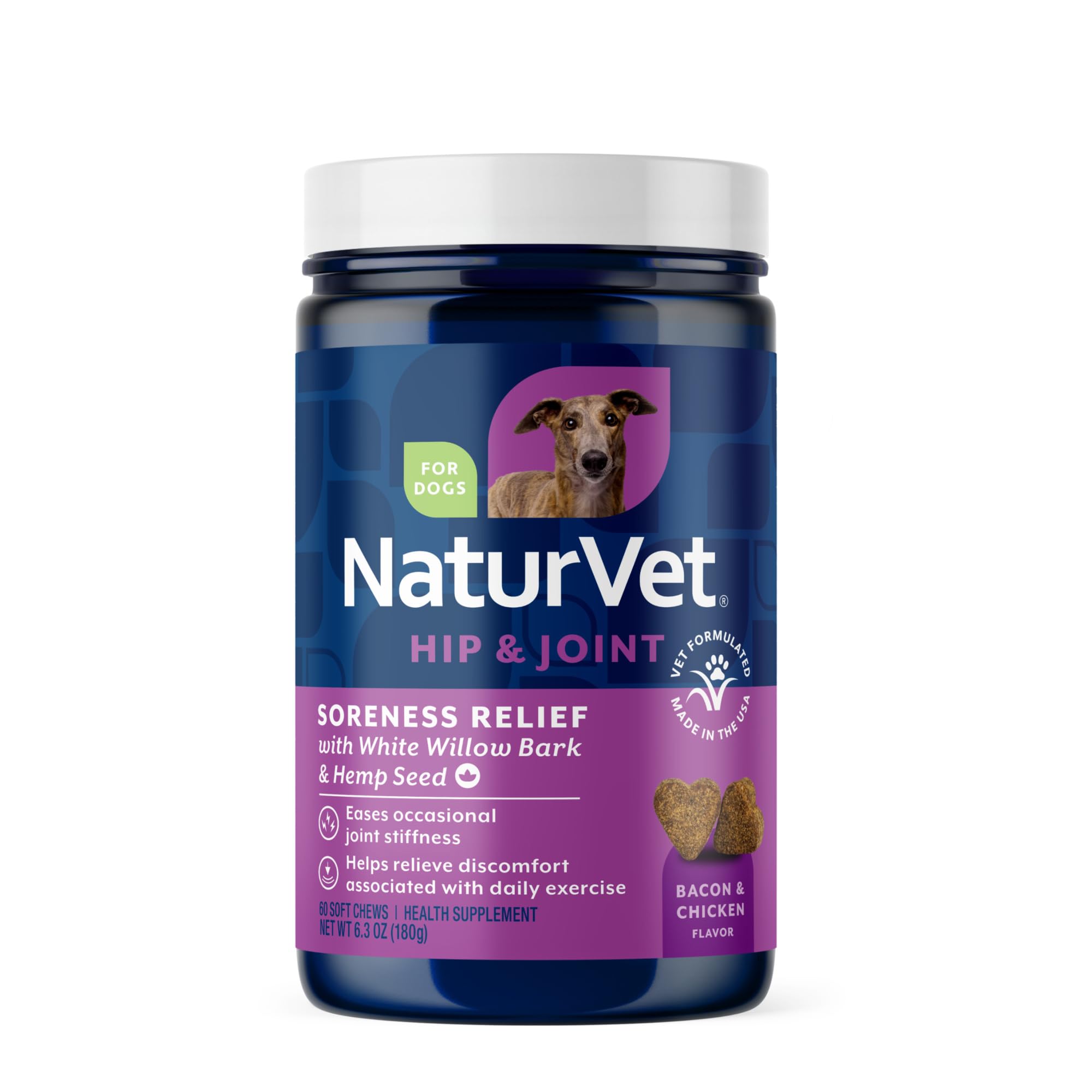 NaturVet botella de gomitas para perros con cáñamo, apoyo a las articulaciones