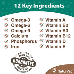 Polvo NaturVet Kelp Help Omegas, brillo del pelo de las mascotas.