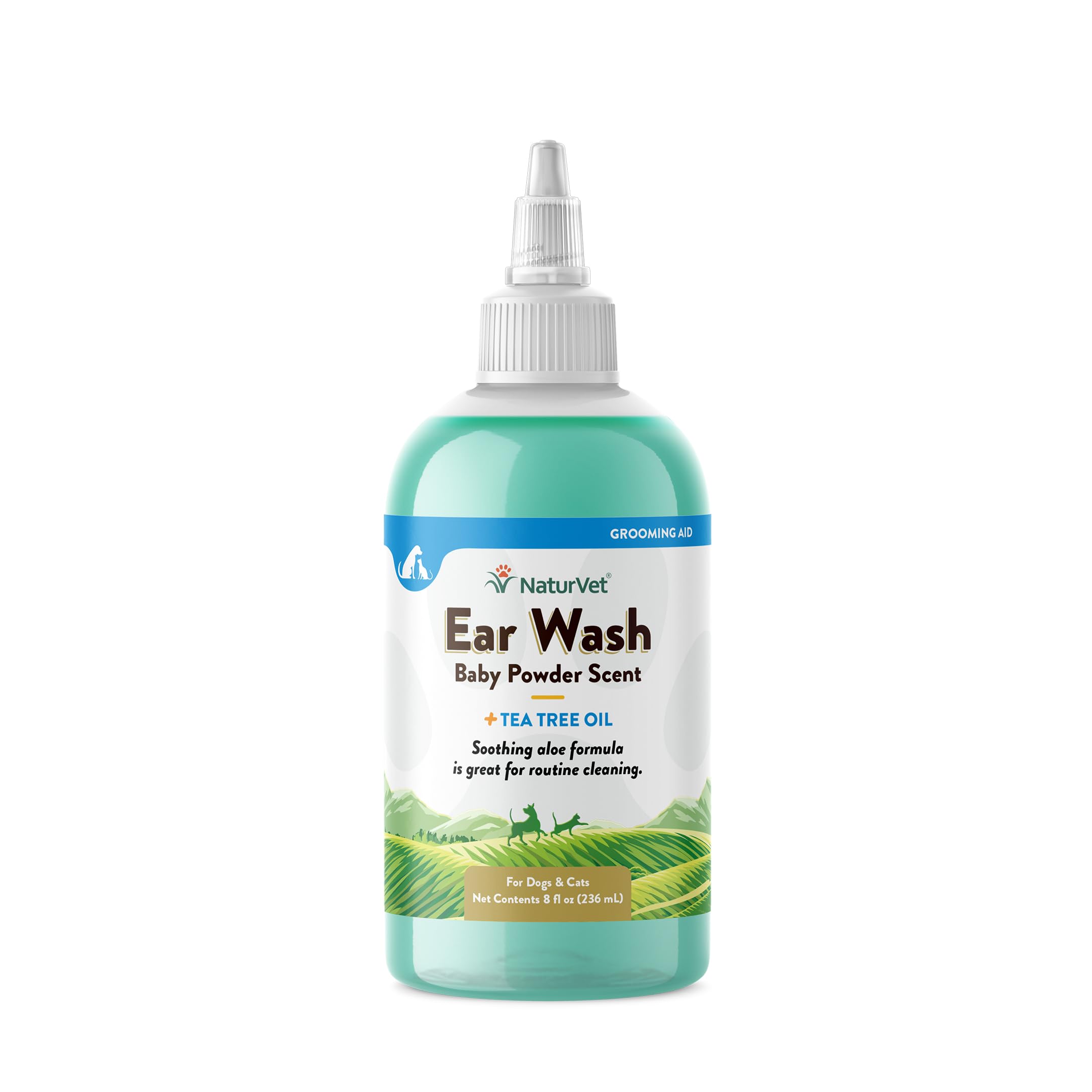 NaturVet lavado de oídos con árbol de té y aloe, limpieza suave para las orejas.