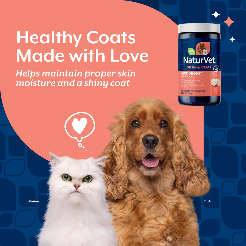 NaturVet Love Drops: levadura de cerveza e omega para la hidratación de la piel.