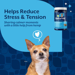 NaturVet etiqueta con ingredientes naturales para gominolas de perros calmantes.
