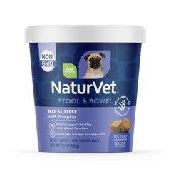 NaturVet No Scoot for Dogs soft chews promoting anal gland health.