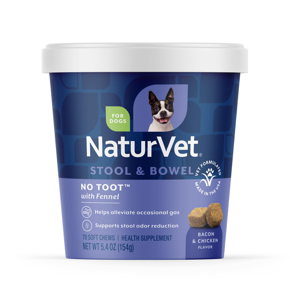 NaturVet No Toot Gas Aid Plus para perros, botella; mordiscos suaves para digestión equilibrada