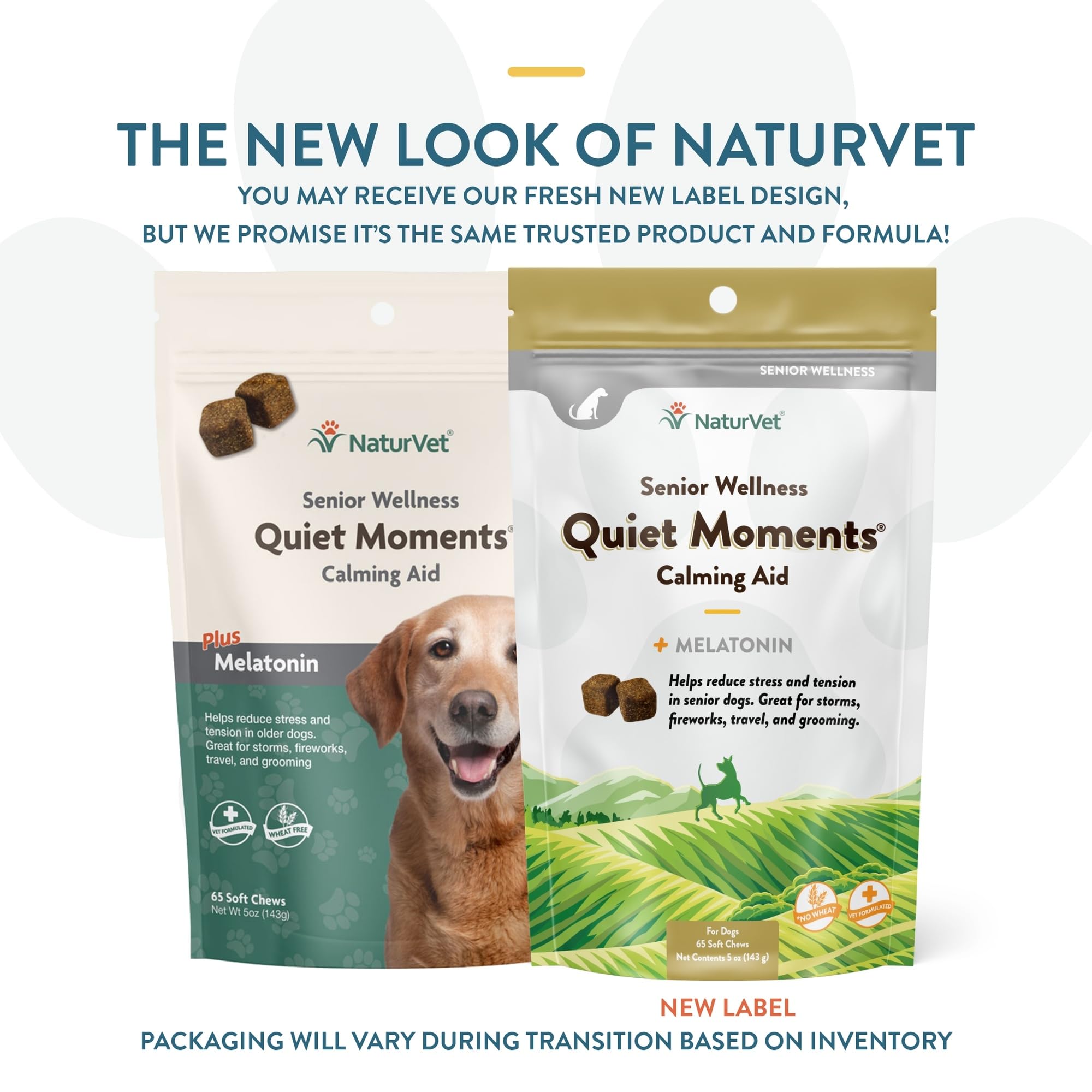 NaturVet Quiet Moments: detalle de gomita suave para apoyo nervioso y calmado.
