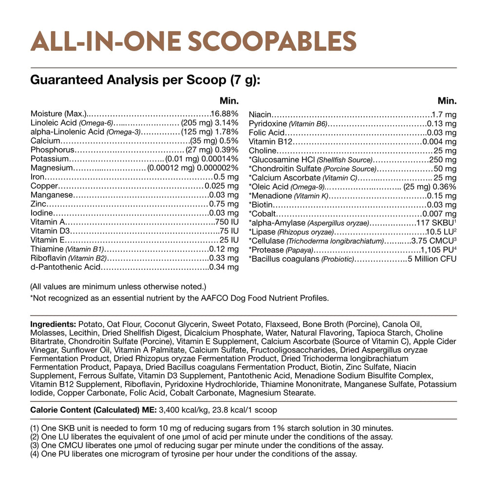 Cucharada medidora de NaturVet Scoopables para dosificación diaria fácil.