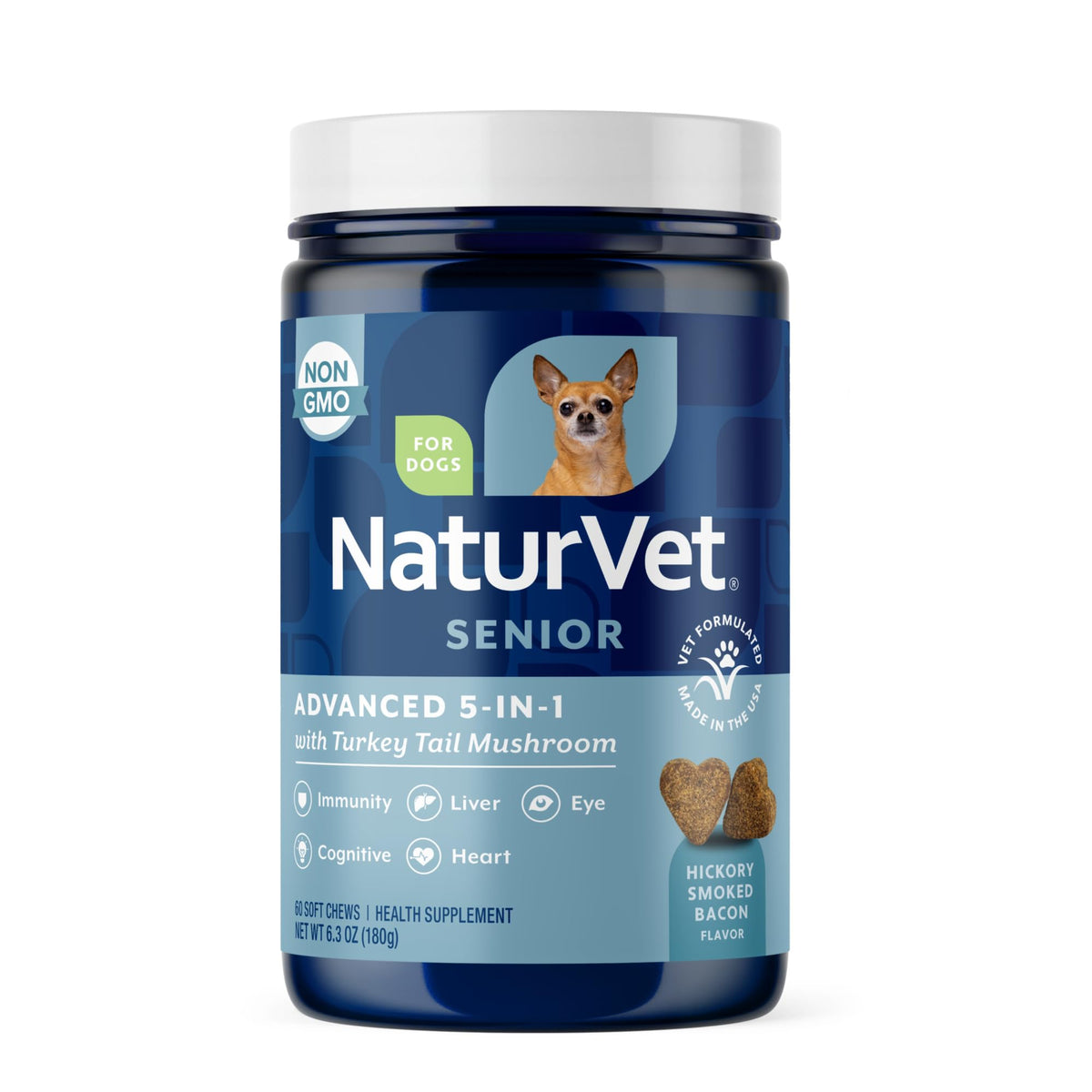 NaturVet Senior Advanced 5-en-1, bote: apoyo general para perros mayores
