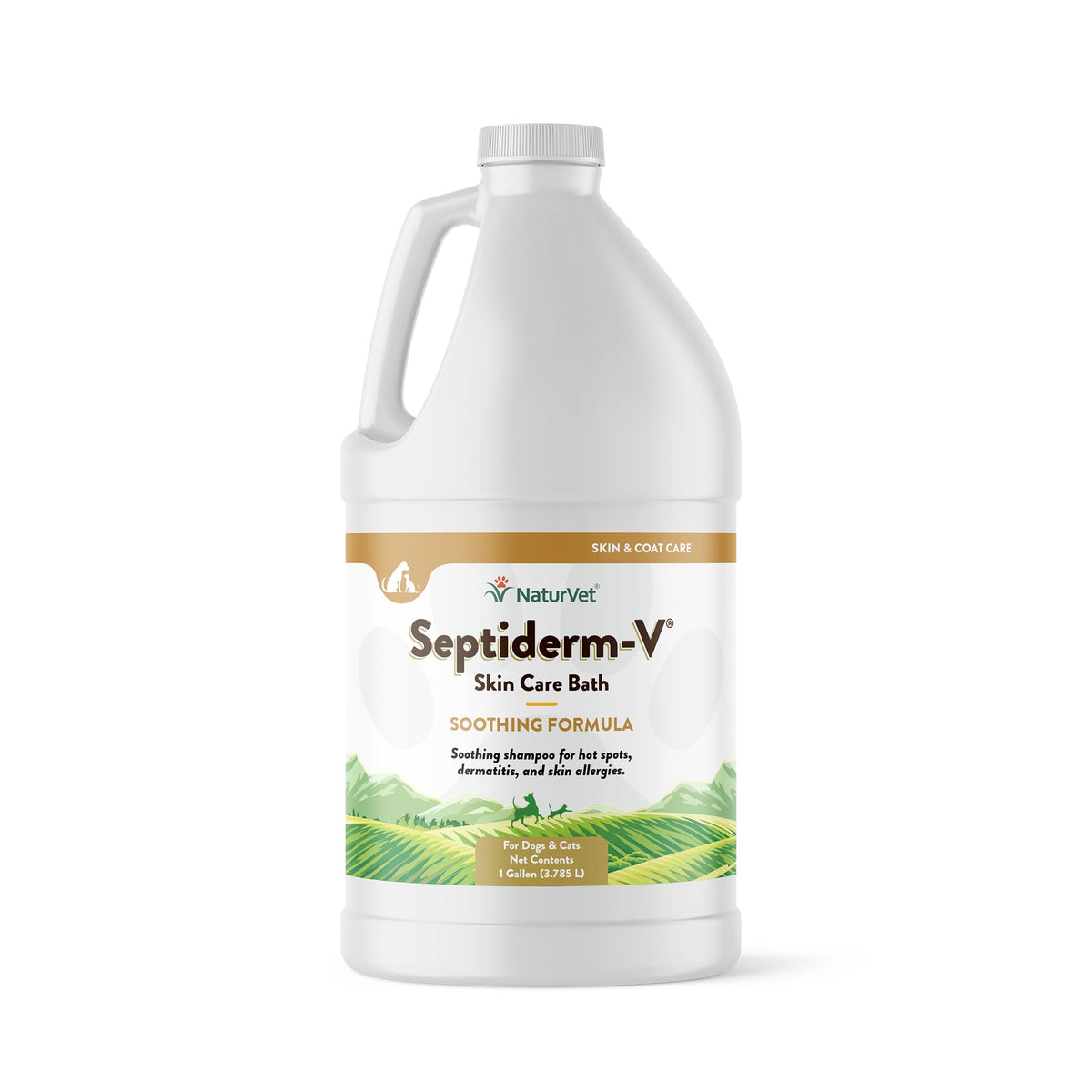 NaturVet Septiderm-V Bath, botella para mascotas, alivia picor e irritación