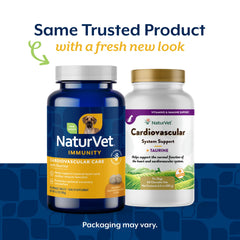 NaturVet Cardiovascular Support con taurina y magnesio para la vitalidad diaria del perro.