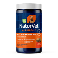 NaturVet Todo-en-Uno: bote volcando, apoyo para articulaciones y movilidad.