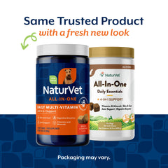 NaturVet Todo-en-Uno: gomitas masticables para perros, sabor agradable y uso diario.