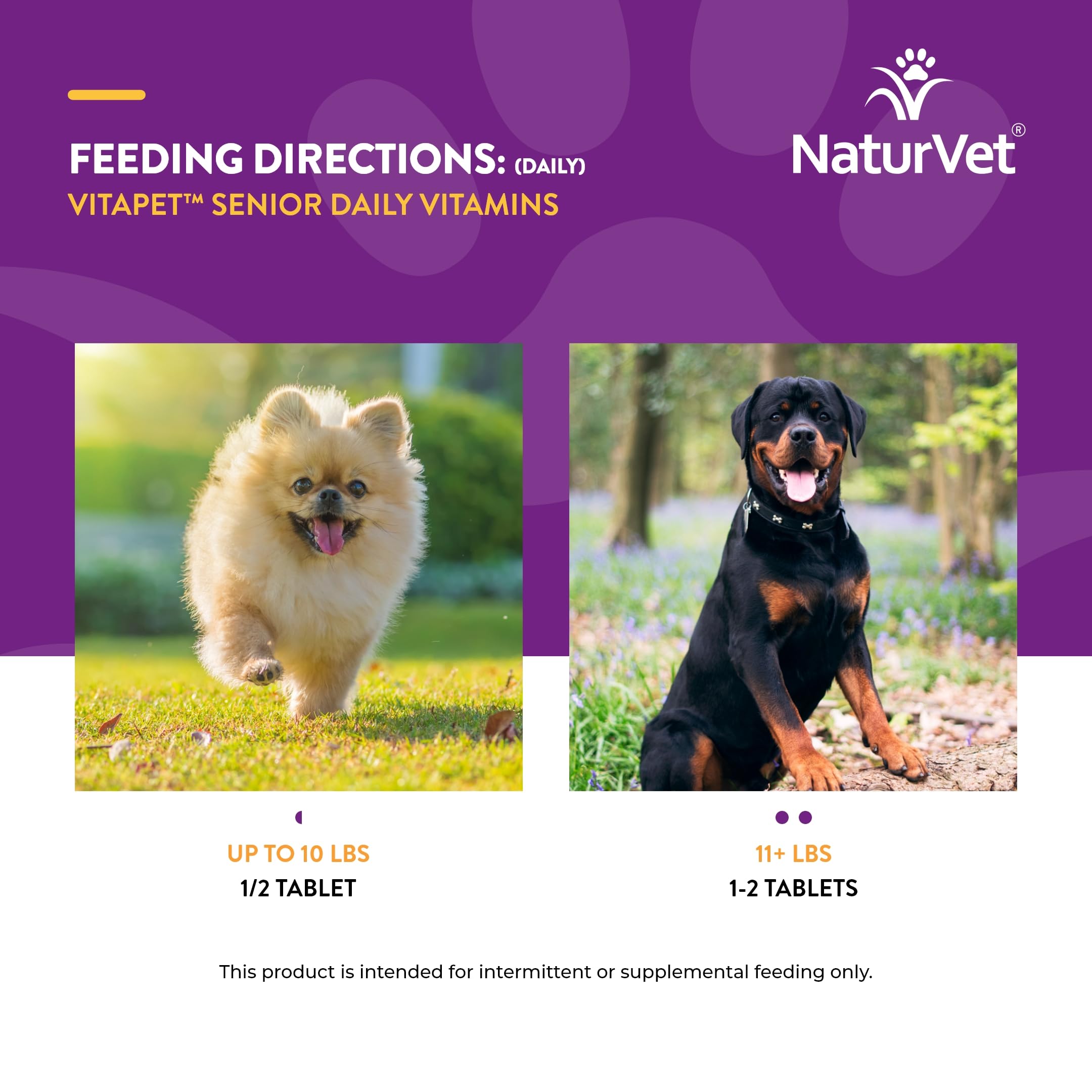 NaturVet VitaPet Senior embalaje claro en la imagen.