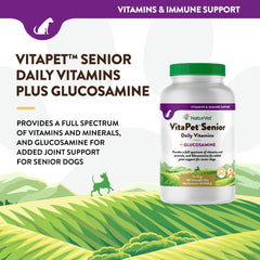 NaturVet VitaPet Senior etiqueta de nutrientes completa para perros mayores.
