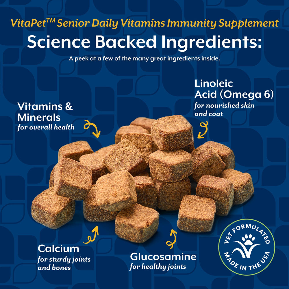 Snack saludable NaturVet VitaPet Senior, fácil de masticar para perros.