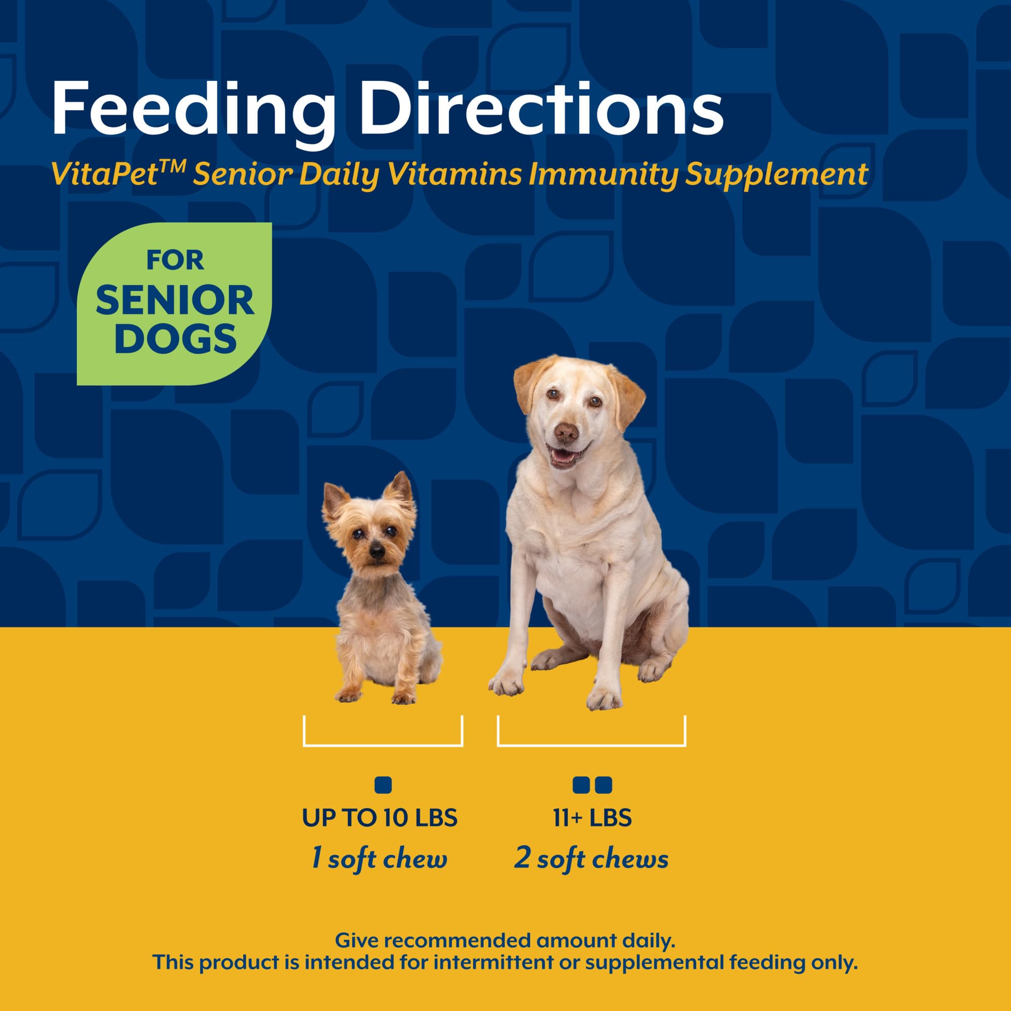 Uso diario de NaturVet VitaPet Senior, suplemento práctico para perros mayores.