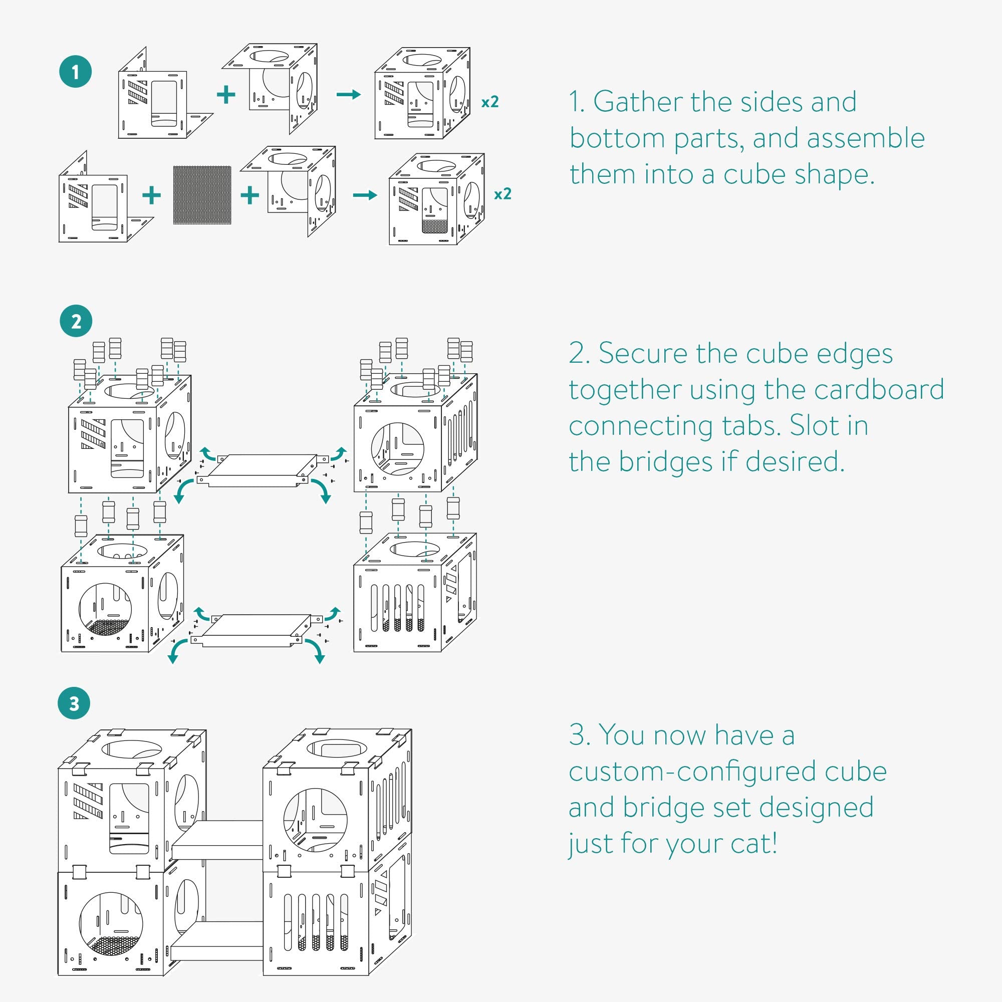 Navaris casa-gato modular: conjunto de conectores para montar estructuras seguras.